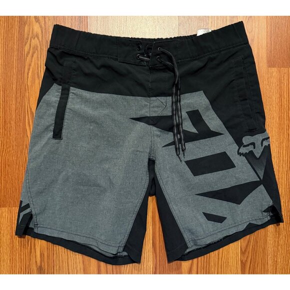 Fox Racing Board Shorts Mens M 8" Swim Trunks Black Beach Spellout - Picture 1 of 7
